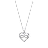 Heart With Infinity CZ Pendant On 16-18" Chain