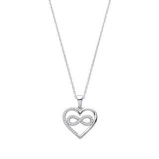 Heart With Infinity CZ Pendant On 16-18" Chain