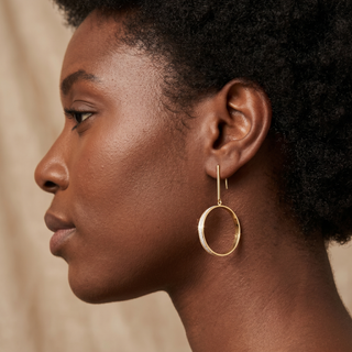 Model wearing 9K Yellow Gold Stardust Drop Earrings - Sonny's Jewellers