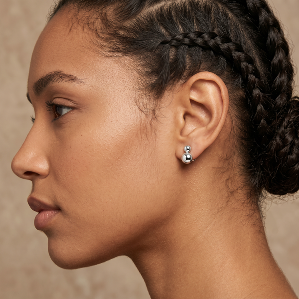 9K White Gold Double Ball Stud Earrings