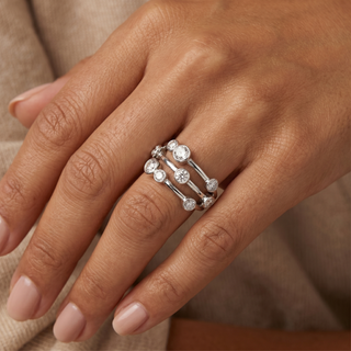 Model wearing 18K White Gold 1.13ct Diamond Bubble Ring - Sonny's Jewellers