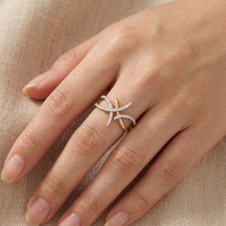 Model wearing 18K Yellow Gold 0.28ct Diamond Ring - Sonny's Jewellers