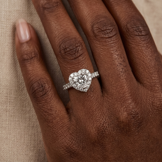 Model wearing Platinum Heart-Shaped Diamond Ring - Sonny's Jewellers