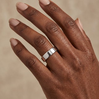 Model wearing Platinum 0.06ct Diamond Set Band Ring - Sonny's Jewellers