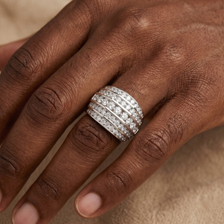 Model wearing 9K White Gold 2.00ct Diamond Multi Row Ring - Sonny's Jewellers
