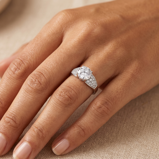 Model wearing 9K White Gold Cubic Zirconia Dress Ring - Sonny's Jewellers
