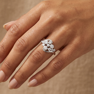 Model wearing 9K White Gold Bezel Set Diamond Ring - Sonny's Jewellers