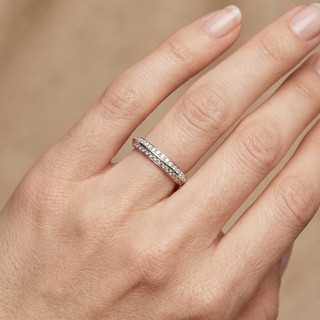 Model wearing Platinum Diamond Set Eternity Ring - Sonny's Jewellers