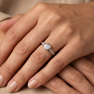 Model wearing 18ct White Gold 0.26ct Diamond Engagement Ring - Sonny's Jewellers