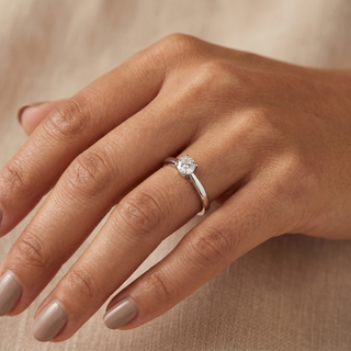 Model wearing Platinum 0.30ct Diamond Solitaire Engagement Ring - Sonny's Jewellers