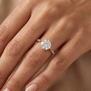 Model wearing 9K Yellow Gold CZ Ladies Ring - Sonny's Jewellers