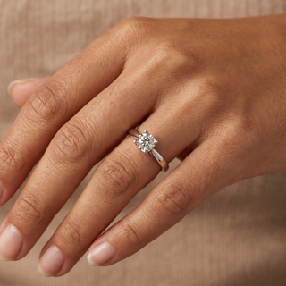 Model wearing 9ct White Gold 0.33ct Diamond Illusion Set Engagement Ring - Sonny's Jewellers