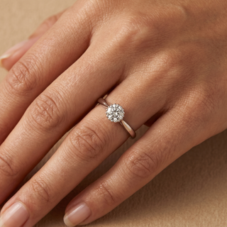 Model wearing 9K White Gold 0.33ct Solitaire Ring - Sonny's Jewellers