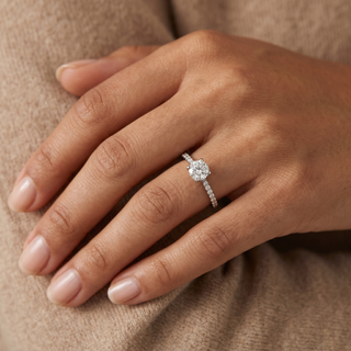 Model wearing Platinum 0.59ct Diamond Solitaire Engagement Ring - Sonny's Jewellers