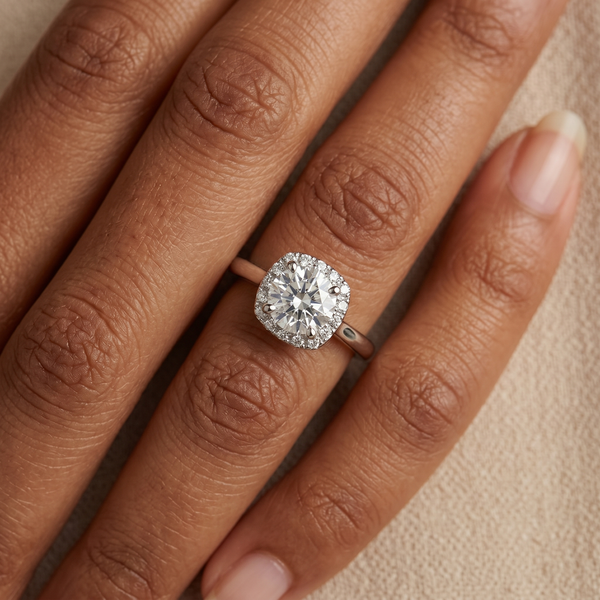 Platinum 950 Round Brilliant Cut 0.99ct Diamond Halo Ring