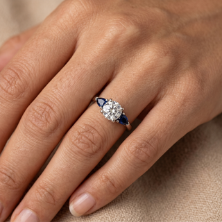Model wearing Platinum 1.01ct 3 Stone Diamond Ring - Sonny's Jewellers