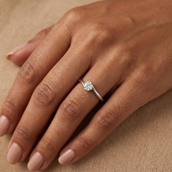 Platinum 950 0.40ct Solitaire Round Brilliant Cut Diamond Ring