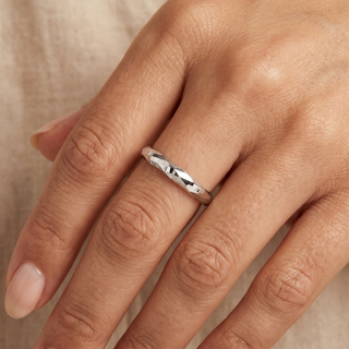 Model wearing 9K White Gold Diamond Cut Faceted Ring - Sonny's Jewellers