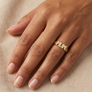 Model wearing 9K Yellow Gold Mum Ring - Sonny's Jewellers