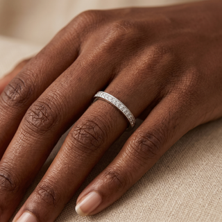 Model wearing 18K White Gold Diamond Eternity Ring - Sonny's Jewellers