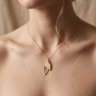Model wearing 9K Yellow Gold Double-Ellipses Necklace - Sonny's Jewellers
