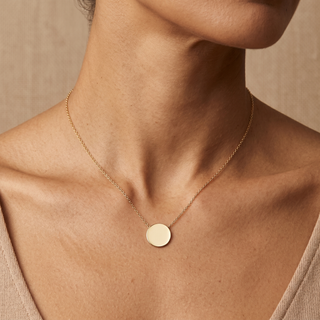 Model wearing 9K Yellow Gold 10mm Disc Adjustable Necklace - Sonny's Jewellers