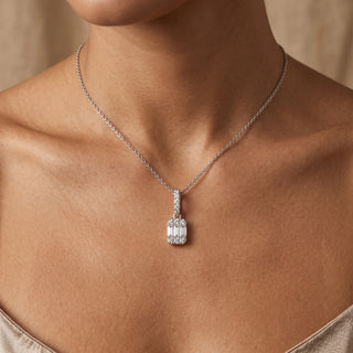 Model wearing 18K White Gold Diamond Pendant - Sonny's Jewellers