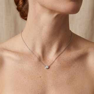 Model wearing 18K White Gold Diamond Set Necklace - Sonny's Jewellers