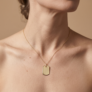 Model wearing 9K Yellow Gold Octagonal Pendant - Sonny's Jewellers