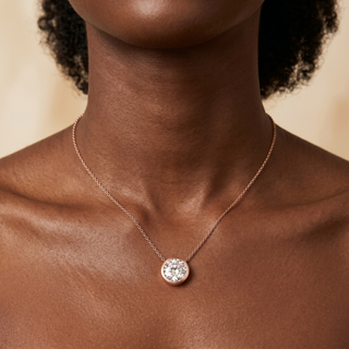 Model wearing 9K Rose Gold 7mm CZ Slider Necklace - Sonny's Jewellers