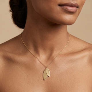 Model wearing 9K Yellow Gold Double-Ellipses Necklace - Sonny's Jewellers