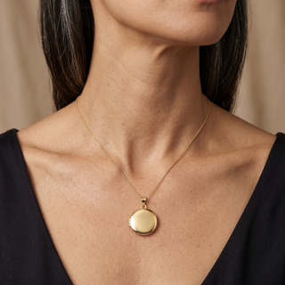 Model wearing 9K Yellow Gold Locket - Sonny's Jewellers