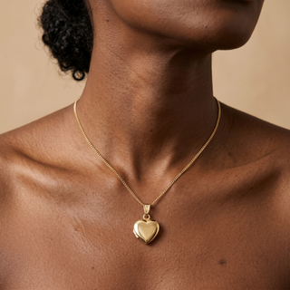 Model wearing 9K White Gold Polished Oval Locket - Sonny's Jewellers