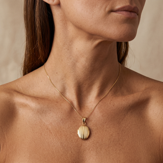 Model wearing 9K Yellow Gold Locket - Sonny's Jewellers