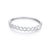 Honeycomb Style CZ Silver Bangle