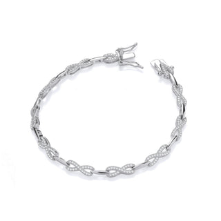 Infinity Style Tennis Silver CZ Ladies Bracelet