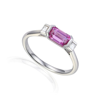 18K White Gold Pink Sapphire & Diamond Ring