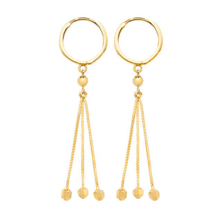 9K Yellow Gold 3 Tassle Drop Earrings