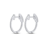 18K White Gold 15mm Diamond Oval Hoop Earrings