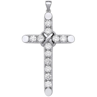 Large Silver Claw Set CZ Cross