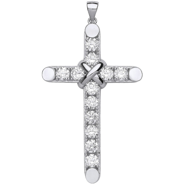 Large Silver Claw Set CZ Cross