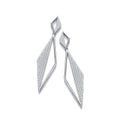Long Triangle Pave' CZ Drop Silver Earrings