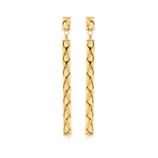 9K Yellow Gold Twist Bar Drop Earrings