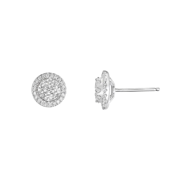 18K White Gold Diamond Cluster Earrings