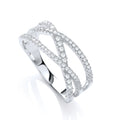 Micro Pave' 3 Row Cross Over With 61 CZ Ring