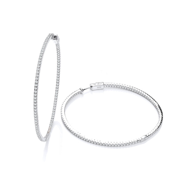 Micro Pave' 60mm Round Hoop CZ Earrings