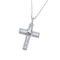Micro Pave Baguette CZ Cross With Chain