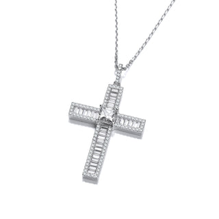 Micro Pave Baguette CZ Cross With Chain