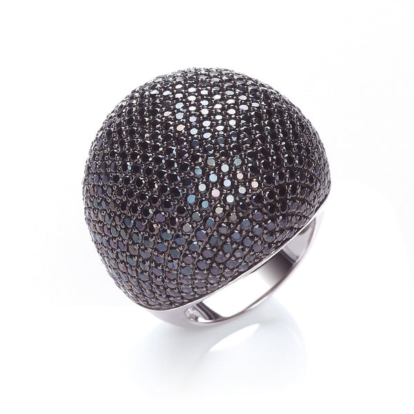 Micro Pave' Big Cocktail Ring 503 Black CZ