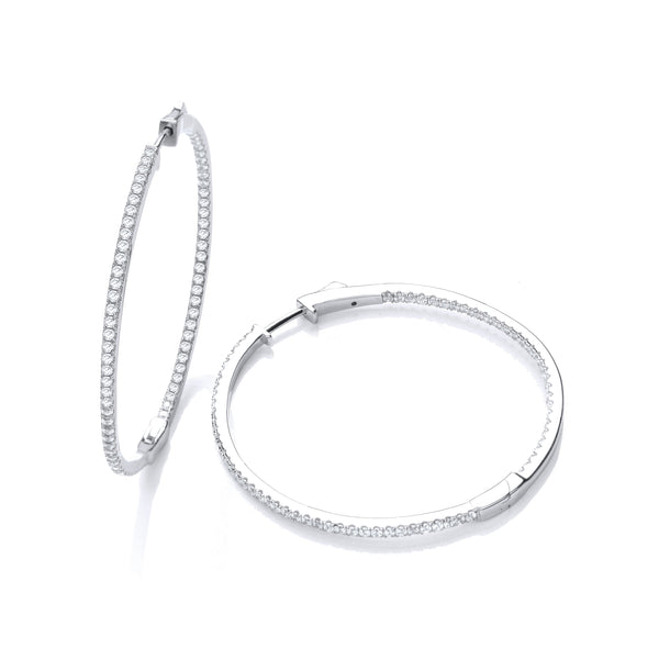 Micro Pave' Big Round Hoop CZ Earrings